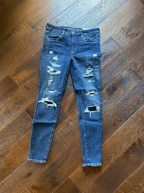 American Eagle Next Level Stretch Jeans Jeggings Size 8 29W No 1942 Distressed